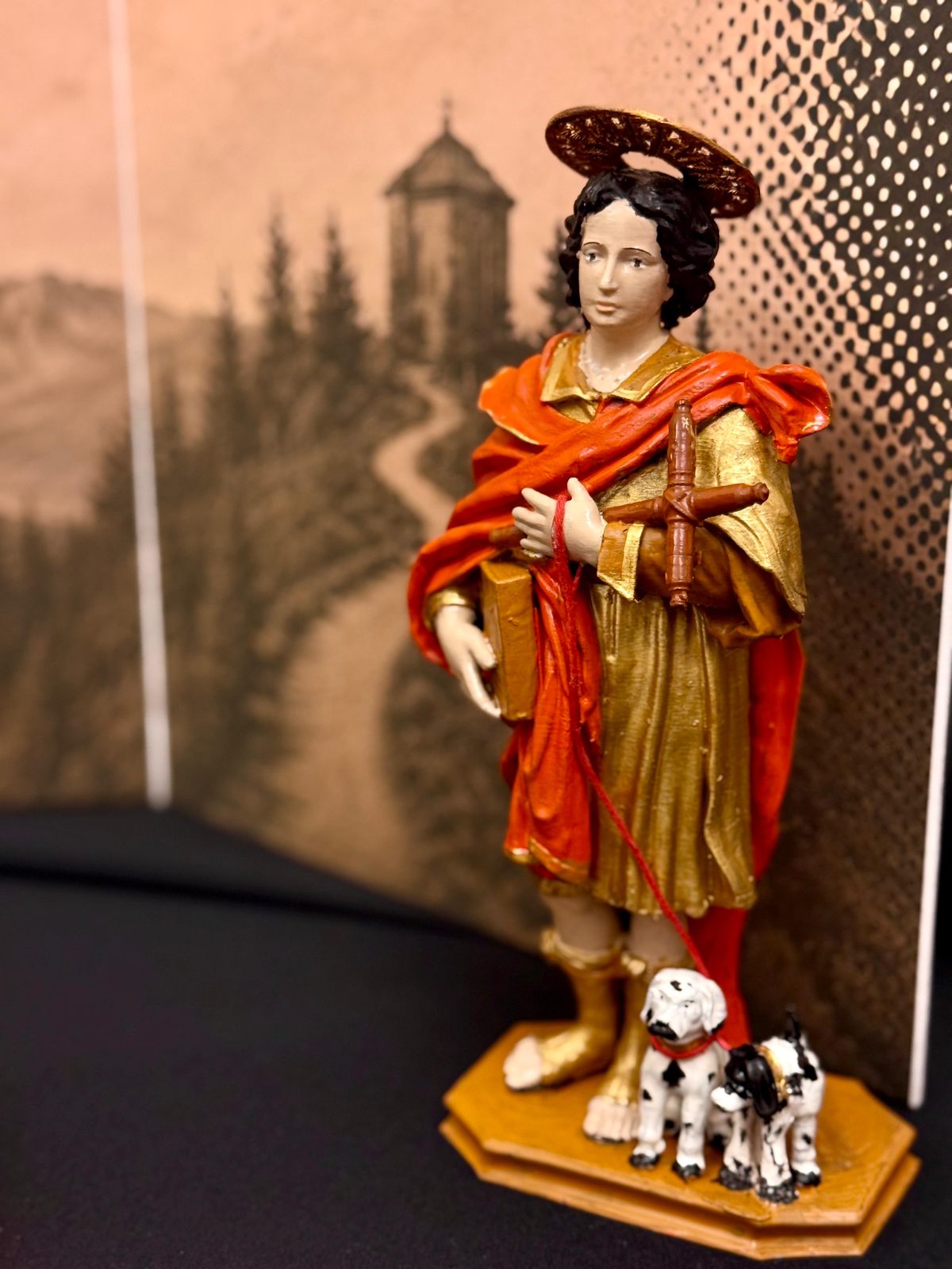San Vito con i cani — statua policroma